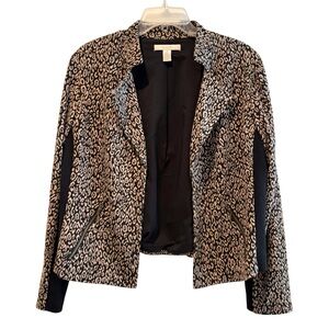 Chico's Copper‎ and Black Animal Print Cropped Jacket Blazer Women’s Size 2 (12)